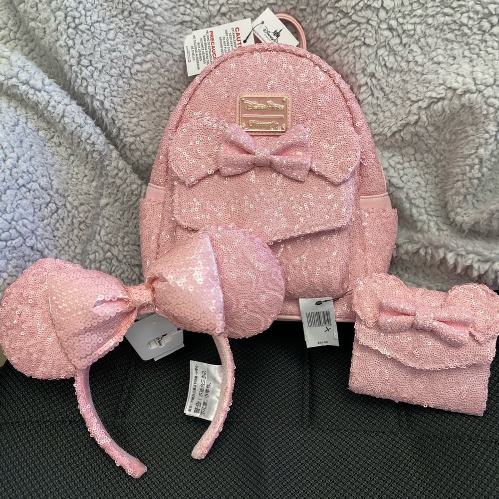 Disney lounge fly backpack ,wallet & Minnie ears